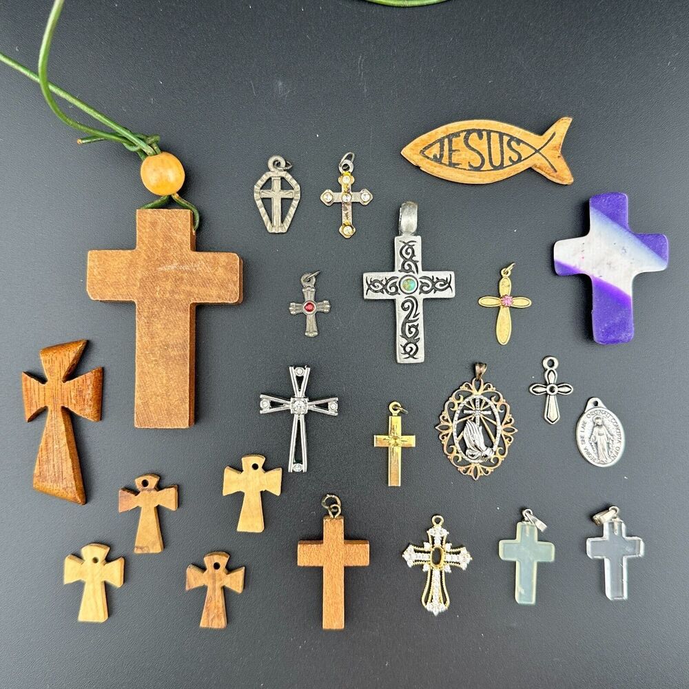 Lot Mix Cross Pendants Christian Religious Catholic Faith Vintage Now Handmade